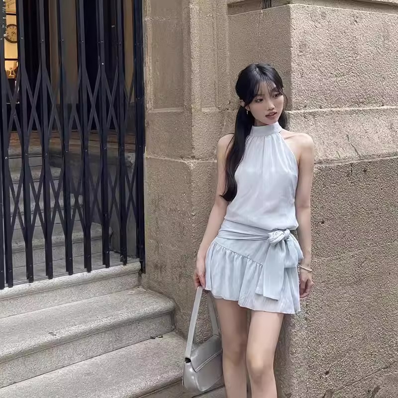 Corset Waist Cinch - 허리끈이 있는 휴일 드레스 여성용 짧은