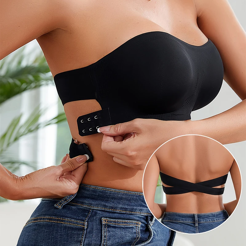 Push Up Bra Padded - 여성용 섹시한 어깨끈 없는 푸쉬업 브라,
