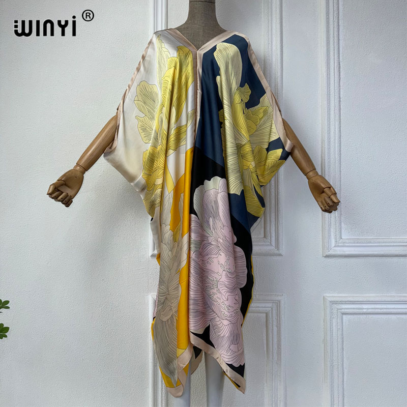 WINYI 아프리카 V넥 원피스 프린트 비치 웨어, 여 - Robe Silk Women 리뷰 및 가격