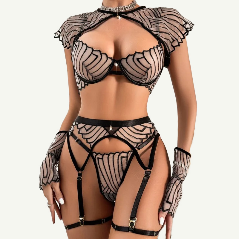 부드러운 소재의 숄더 케이프, 가터 벨트, 조절 가능한 - Garter Belt Set 리뷰 및 가격