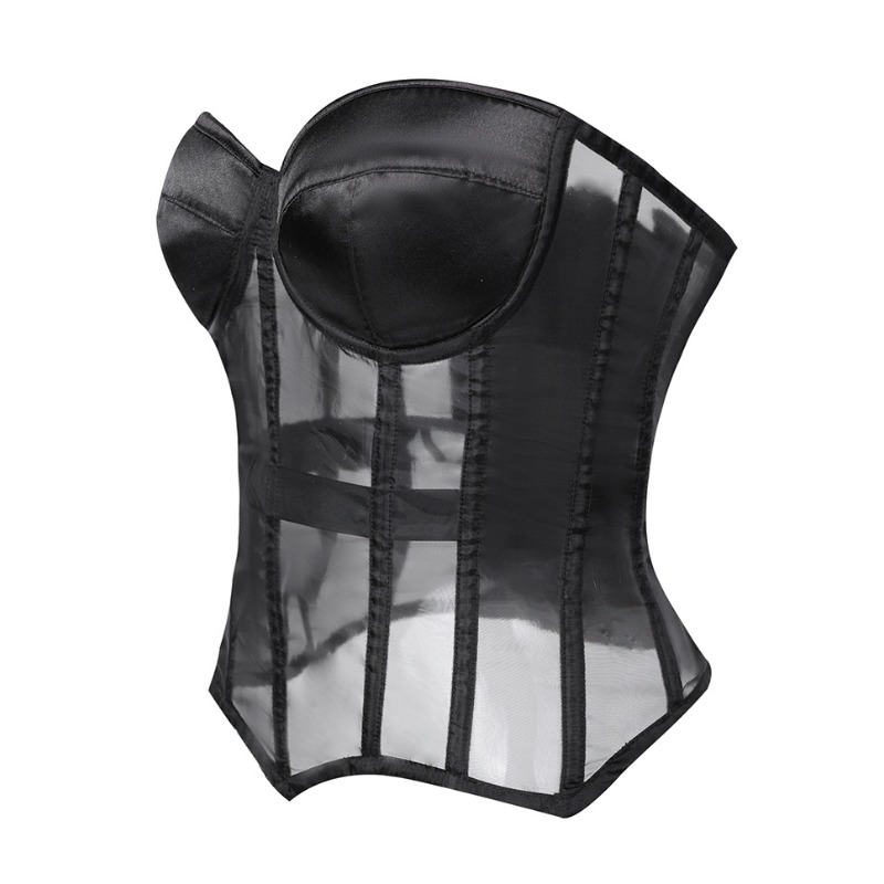 블랙 스트랩리스 메쉬 시스루 코르셋 여성용 탑 (허리를 - Corset Waist Cinch 리뷰 및 가격