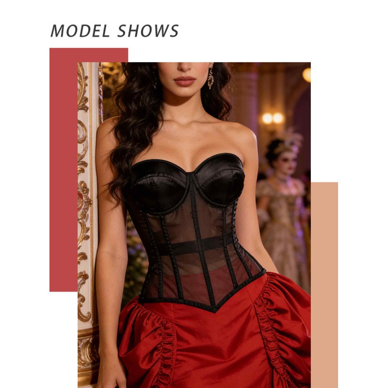 블랙 스트랩리스 메쉬 시스루 코르셋 여성용 탑 (허리를 - Corset Waist Cinch 리뷰 및 가격