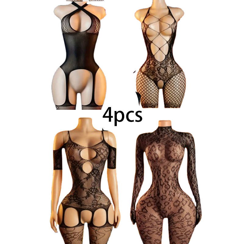 4피스 섹시 란제리 세트: 여성용 메쉬 바디스타킹/피쉬 - Bodystocking Fishnet 리뷰 및 가격