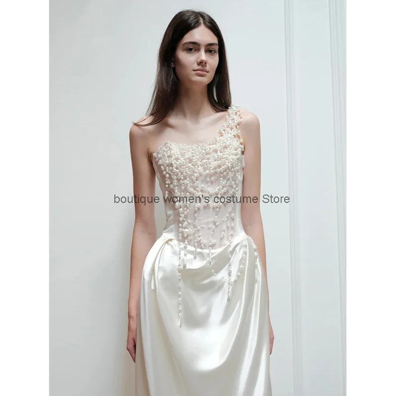 2025년 프랑스 스트랩리스 이브닝 드레스, 신부들을  - Slip Dress Satin 리뷰 및 가격